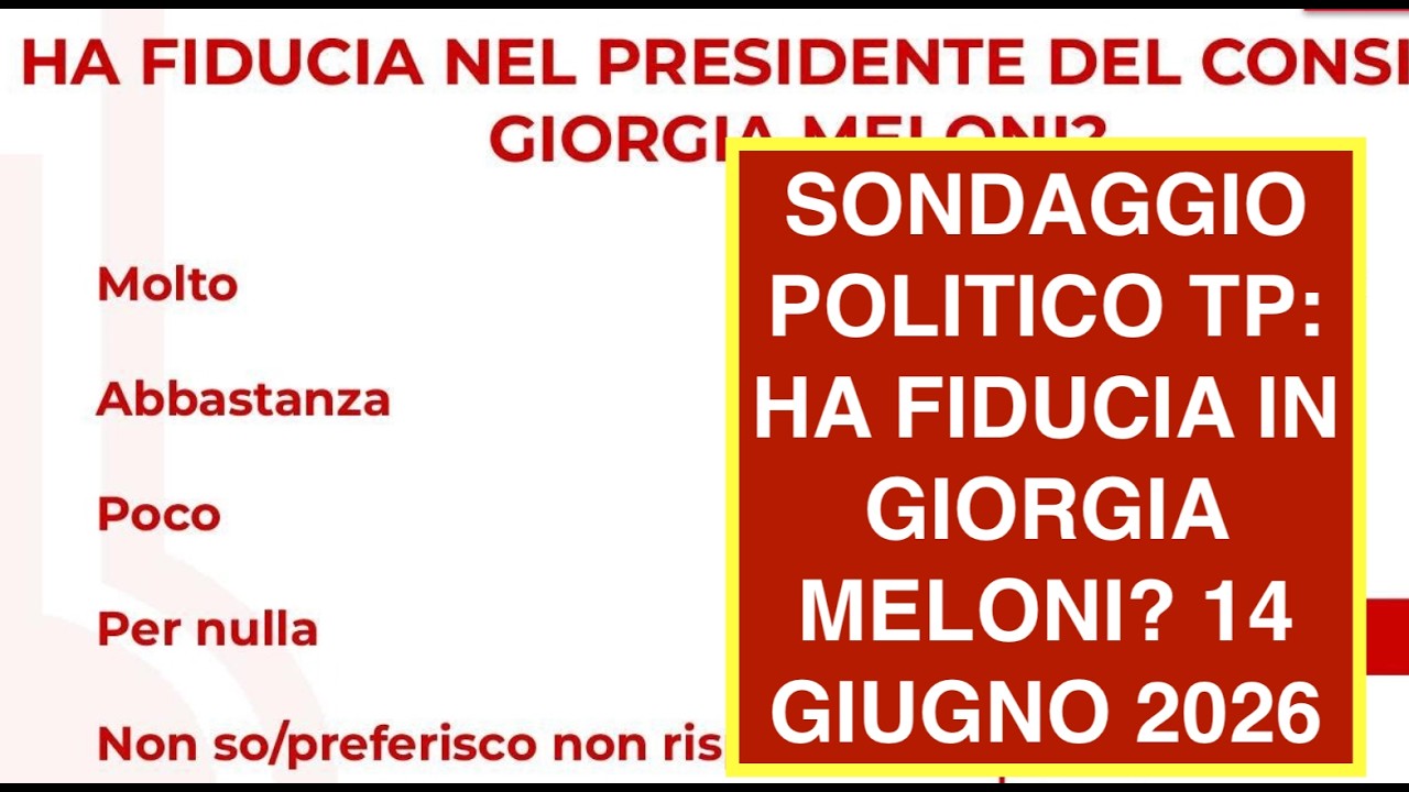 SONDAGGIO POLITICO TP: HA FIDUCIA IN GIORGIA MELONI? 14 GIUGNO 2026