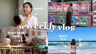 VLOG | board game cafes in syd, GRWM life updates, arcade + beach 🏖