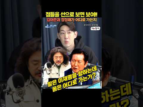 김어준과 정청래가 어디로 가는지 점들을 선으로 보면 보여!