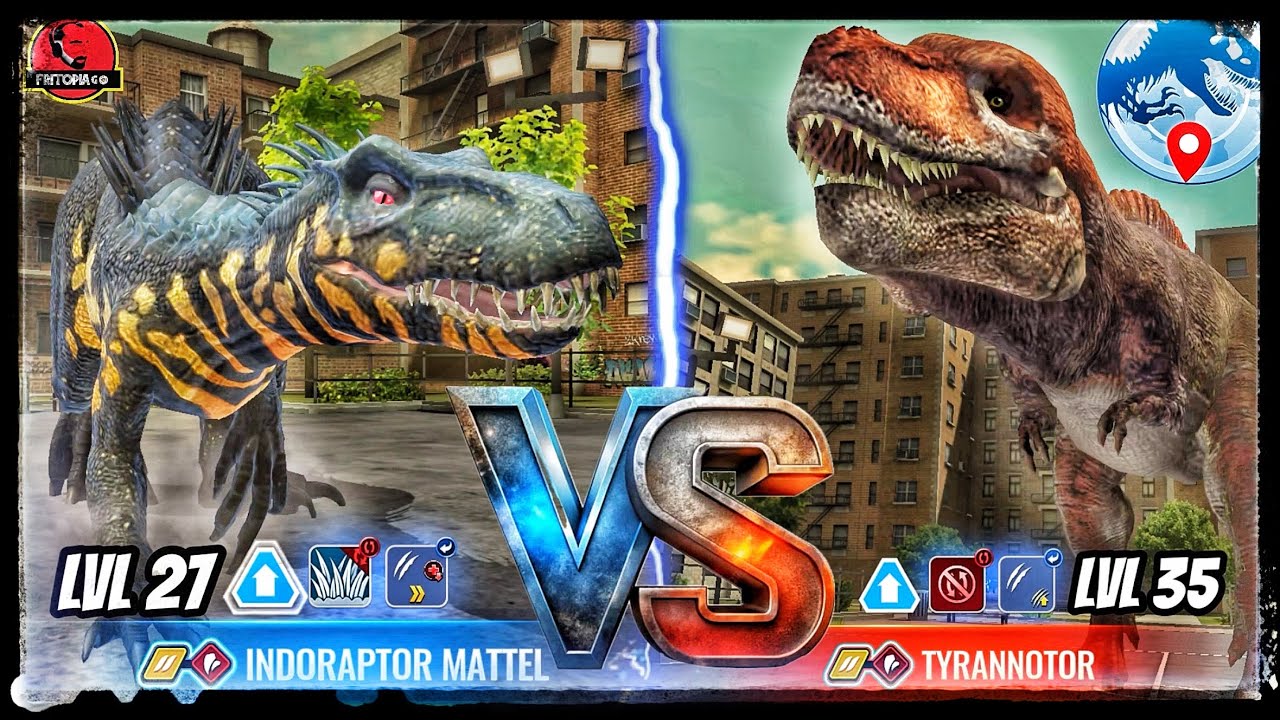 INDORAPTOR MATTEL LVL 27 VS TYRANNOTOR LVL 35 en Jurassic World Alive