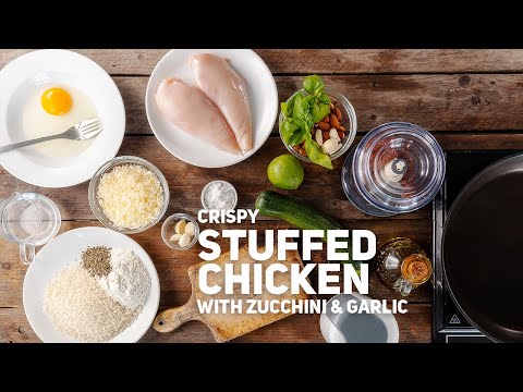 Crispy Stuffed Chicken Breasts with Zucchini & Garlic