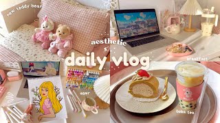 Life lately🌷 aesthetic vlog 🎀 new teddy bear🧸 bubble tea🧋Ohuhu markers🍧🎨