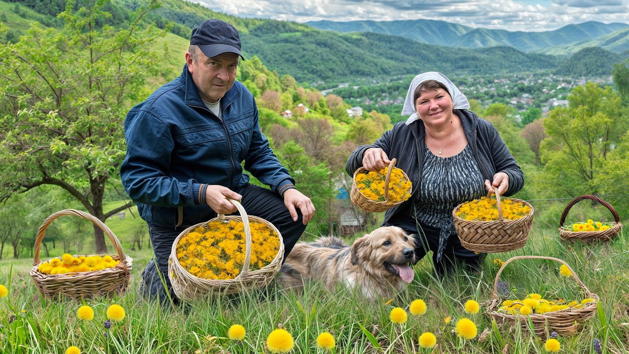 Making Dandelion Honey and Cake in Our Peaceful Village Life