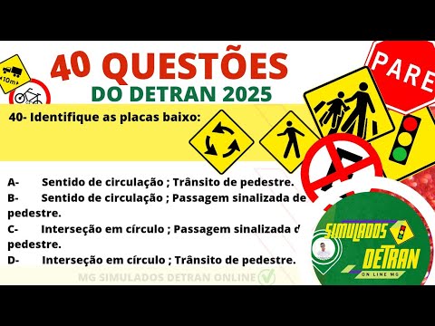 40 Questões da PROVA TEÓRICA DO DETRAN 2025  #questõesdaprovateóricadodetran2025 #detranmg2025