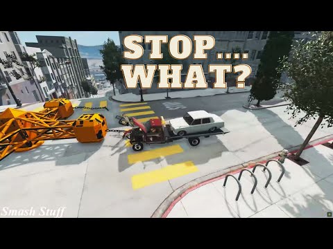 CRASH ON GIANT SPINNING CHAINS IN SLOW MO #2 - BeamNG DRIVE | Smash Stuff