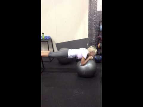 Stability ball plank w/ feet on bench