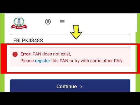 Error PAN does not exist Please register this PAN or try with some other PAN Problem Solved