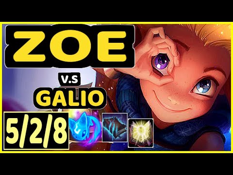 T1 FAKER (ZOE) vs GALIO - 5/2/8 KDA MID CHALLENGER GAMEPLAY - KR