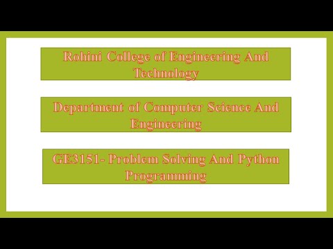 Ge8151 Problem Solving Python Programmingillustrative Problemunit 3