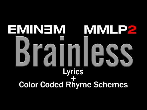 Eminem - Brainless - [Lyric Video & Colored Rhyme Scheme]