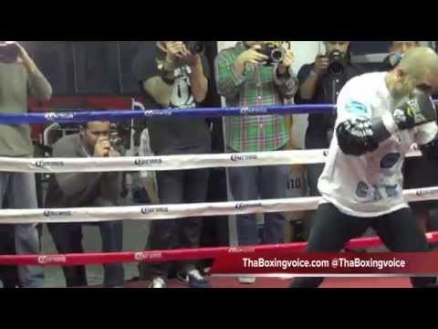 Miguel Cotto and Pedro Diaz Doing Pad Work