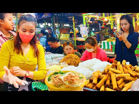 Cambodian Best Street Food Ever - Rice Noodle, Spring Rolls, Yellow Pancake, Fried Noodles & More
