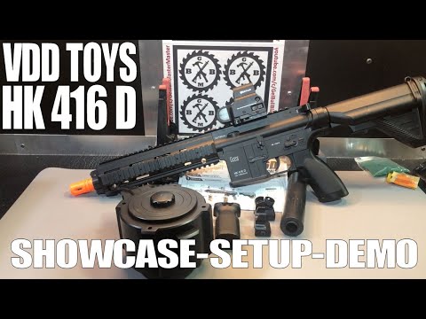 Showcase-Setup-Demo & FPS: VDD TOYS HK416D Gel Ball Blaster with Drum Mag - Contest Link in Desc
