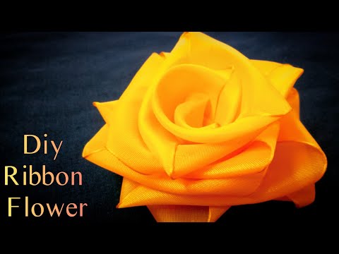 How to make ribbon rose flower for ribbon cutting | DIY ribbon flower | Super easy ribbon flower|