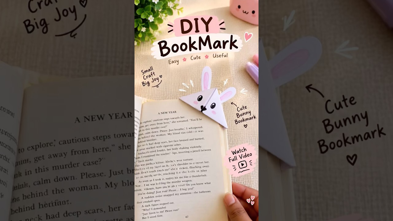 How to Make a Cute DIY Bookmark 🐰📖 | Easy Paper Bookmark |It’s me Hana|#diy#papercraft#bookmark