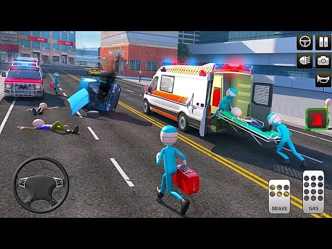 Stickman Ambulance Roof Jumping - #2 911 Emergency Rescue - Ambulance Game - Android Gameplay