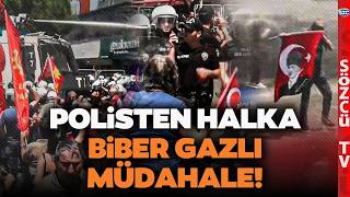 SON DAKİKA İZMİR'DE POLİSTEN TOMA VE BİBER GAZIYLA HALKA MÜDAHALE! ÖZG