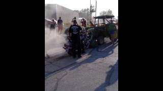 preview picture of video 'Doris doing a burnout on her Harley at her 70th birthday celebration in Manley Nebraska'