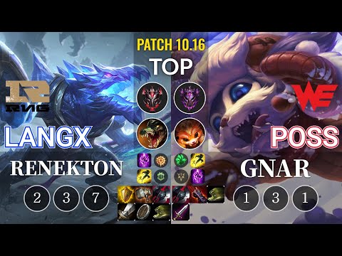 RNG Langx Renekton vs WE Poss Gnar Top - KR Patch 10.16