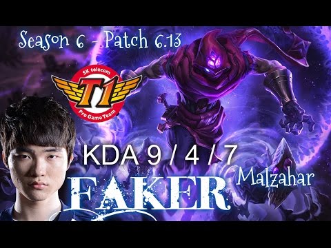 SKT T1 Faker MALZAHAR Mid vs YASUO - Patch 6.13 KR Ranked | League of Legends