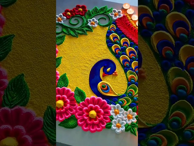 Big colorful peacock rangoli design for festivals by jyoti rathod - video 2