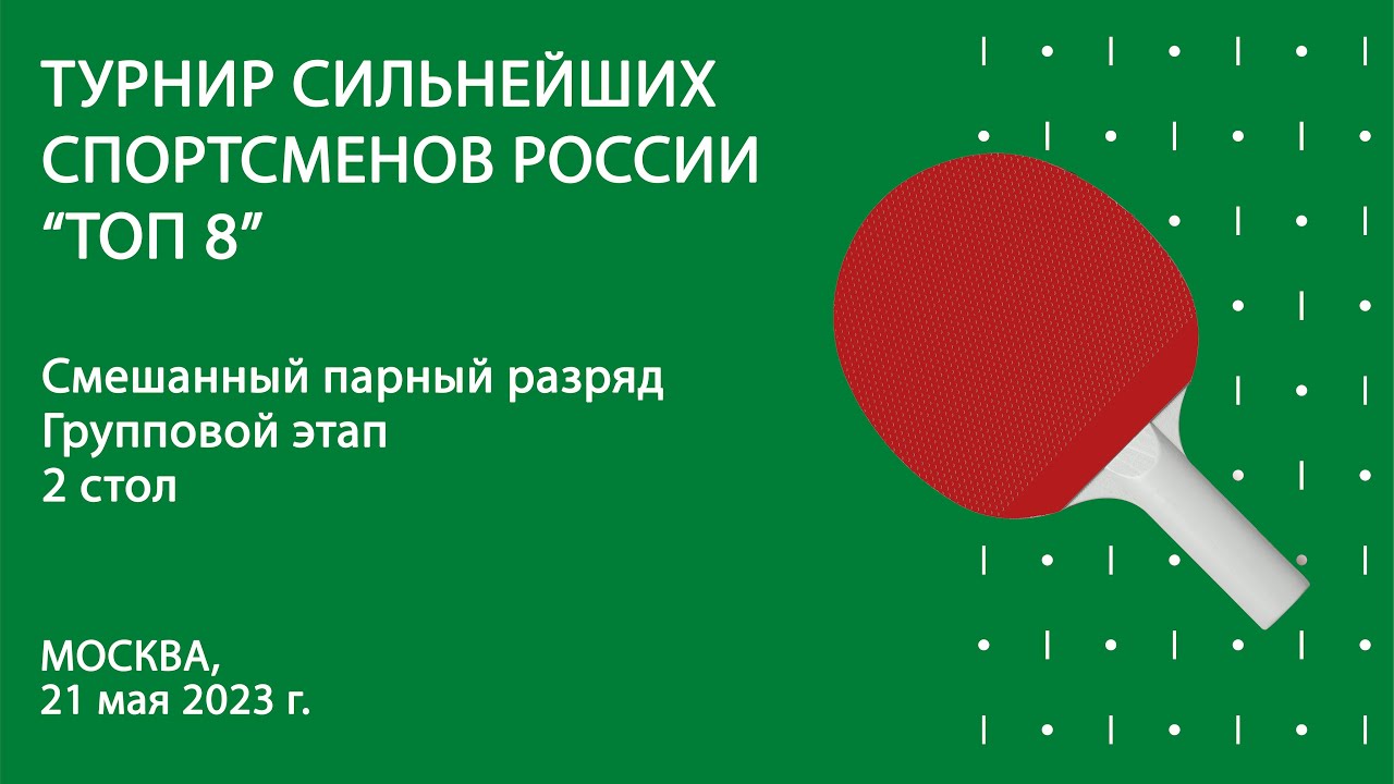 Турнир сильнейших спортсменов России “ТОП 8”. Смешанные пары. 2 стол. 21.05.23