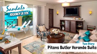 Pitons Oceanview Two Story Butler Veranda Suite (BO) | Sandals La Toc, St Lucia | Tour & Review 4K
