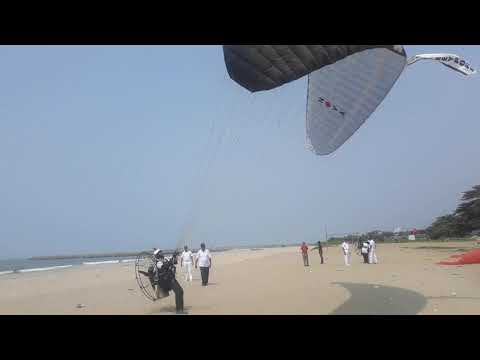Paromotor India Paramotoring Takeoff From Kozhikode beach... Show by Indian coast guard