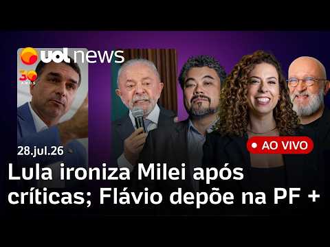 Lula ironiza Milei após críticas e teme crise; Flávio Bolsonaro depõe na PF; terremoto no Japão e+