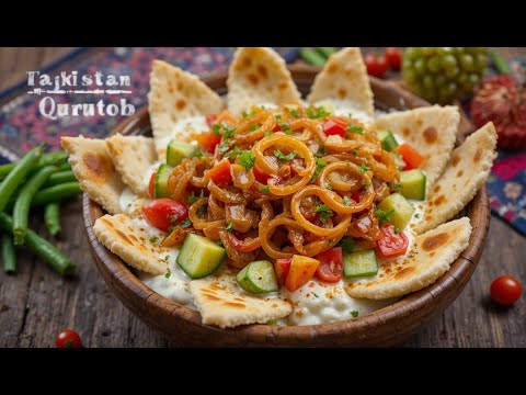 Tajikistan Qurutob Recipe / Traditional Tajik Bread & Yogurt Salad
