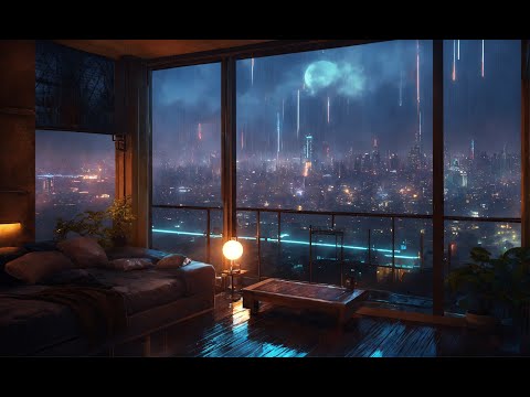 New York City Showers At Night - Relax With The Sound Of Rain On A Soft Bed. 😴