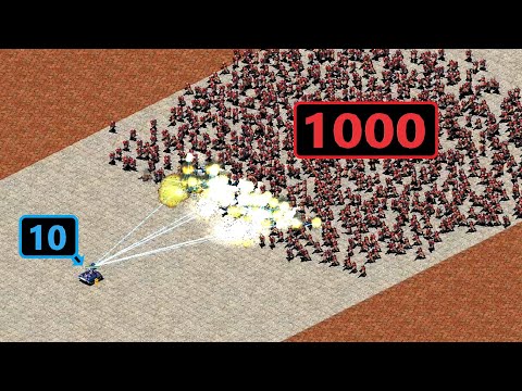 10 Prism Tanks vs 1000 Conscripts - Red Alert 2