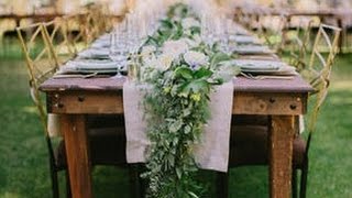Rustic Tented Reception with Lush Garland Runner