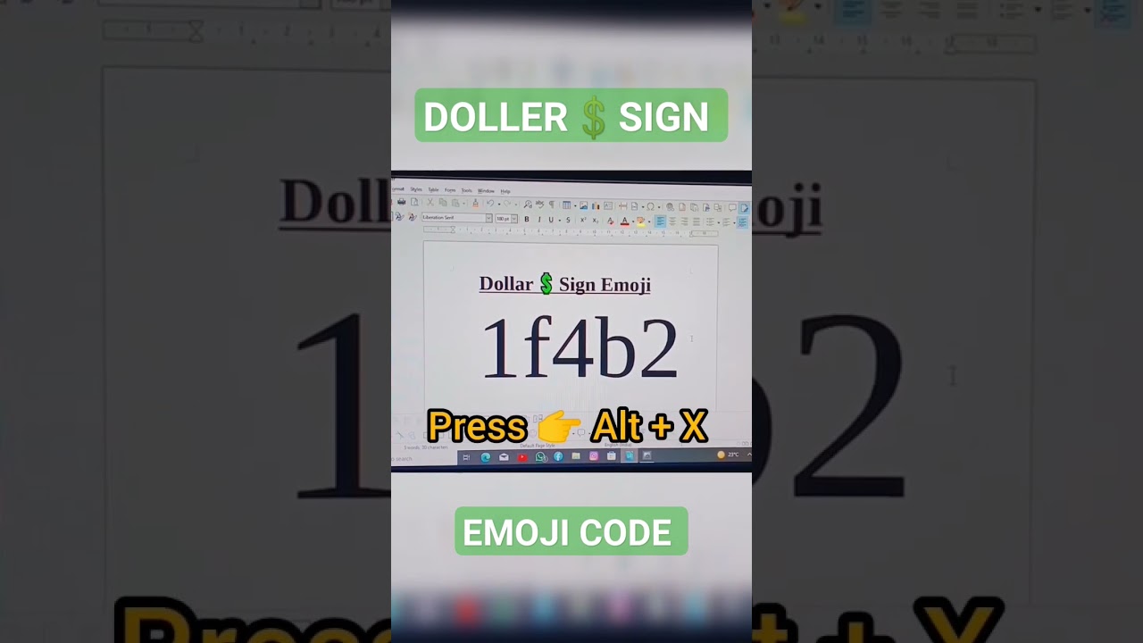 DOLLAR💲SIGN EMOJI CODE IN LIBRE OFFICE || #computer #msword #viral #shorts