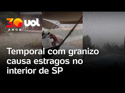 Temporal com granizo destrói telhados e assusta moradores no interior de São Paulo; veja vídeos