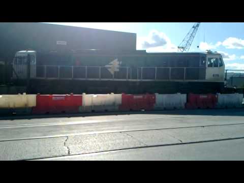 Freight train on road - Dublin Port