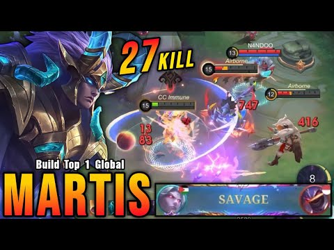 SAVAGE + 27 Kills!! Deadly Beast Martis Powerful Jungler!! - Build Top 1 Global Martis ~ MLBB