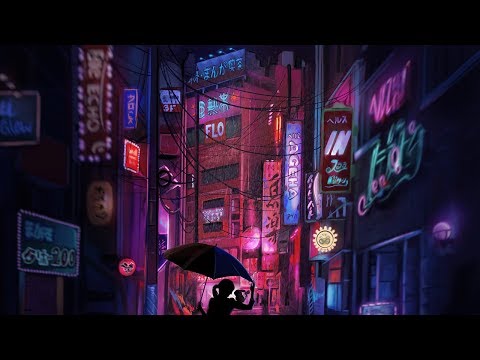 digital art using procreate japanese city at night by art with flo
