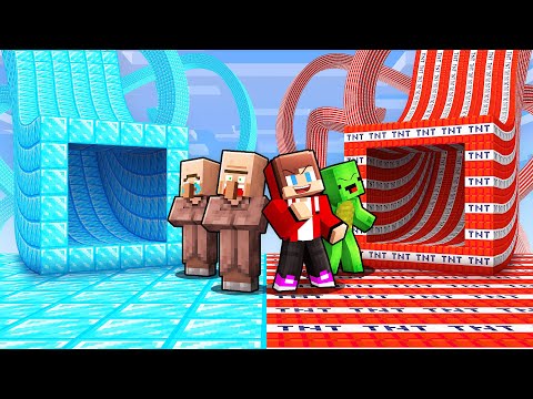 Villagers vs Mikey & JJ Choose the Right Tunnel in Minecraft (Maizen)