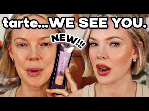 NEW FROM TARTE!!! TARTE MARACUJA JUICY SKIN TINT FOUNDATION REVIEW wear test, no filter, dry skin