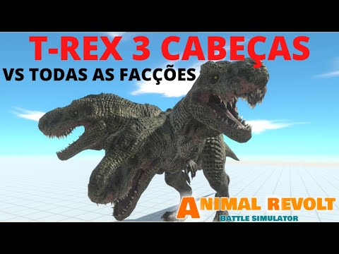T rex de 3 cabeças vs todas as facções   Animal Revolt Battle Simulator