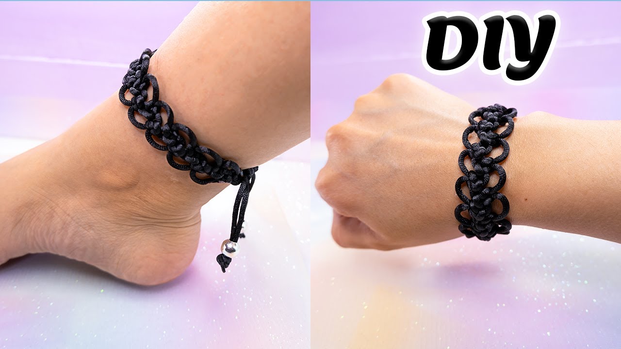 TOBILLERA o pulsera en MACRAME con HILO cola de RATON
