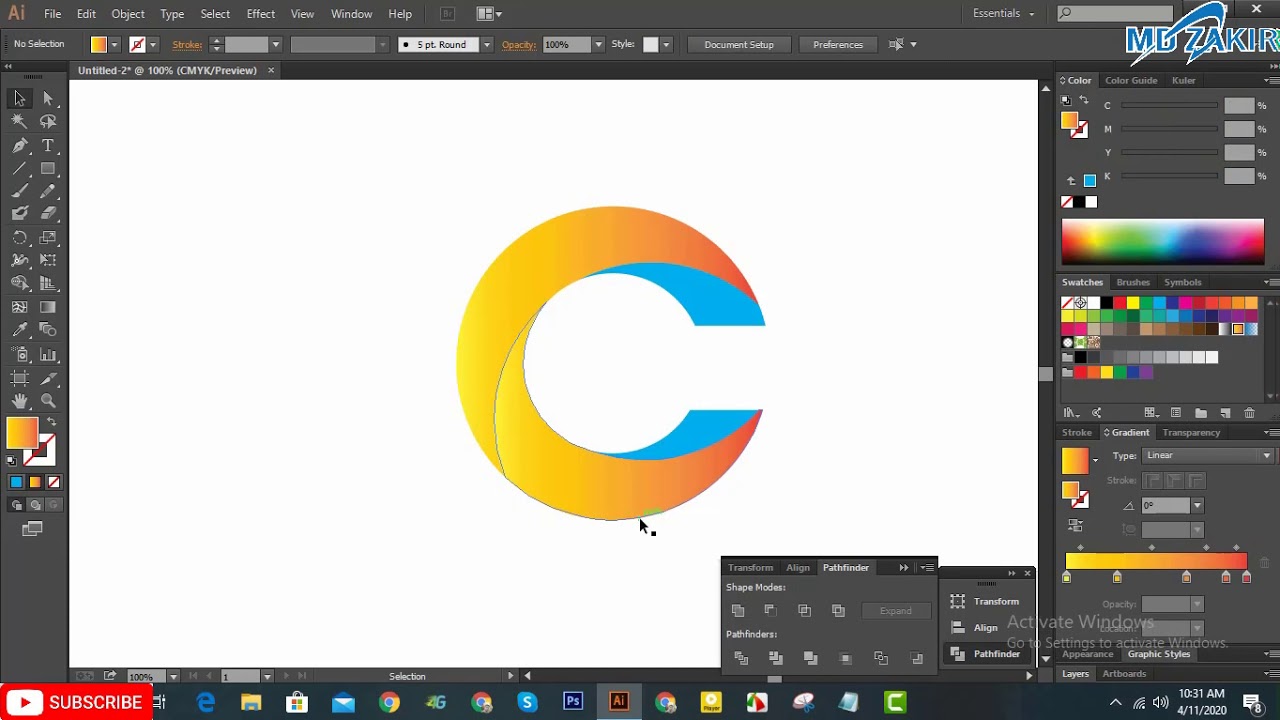 Profesional C Letter Logo Design in Adobe Illustrator CC