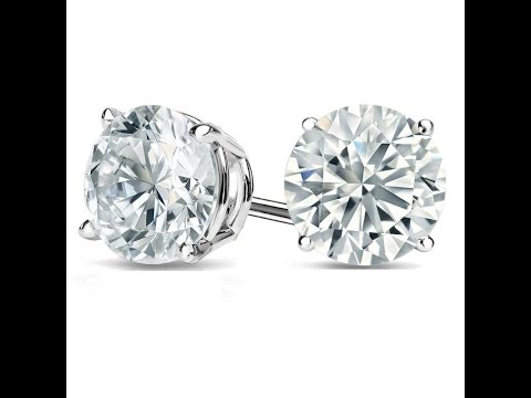 2.01 Carat Total F,SI1-SI2 Round Cut Diamond Earrings