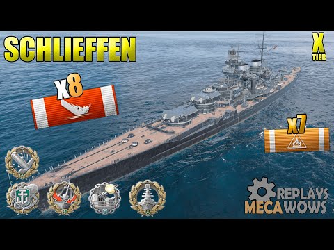 BattleShip Schlieffen 8 Kills on Shatter Map | World of Warships