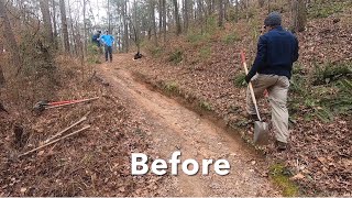 Before and One year Later After Trail Repair at FATS, Skinny Trail, SORBA-CSRA