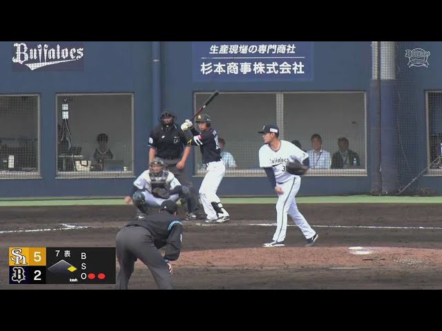 【ファーム】 冷静な投球!! バファローズ・比嘉幹貴 素早い牽制でランナーを刺し、1回を無失点に抑える!! 2023年4月28日 オリックス・バファローズ 対 福岡ソフトバンクホークス