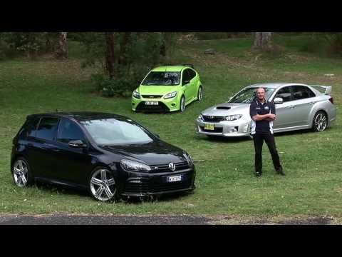 3 Car Comparison - Ford Focus RS, VW Golf R & Subaru WRX STI