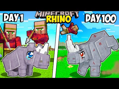 I Survived 100 Days as a RHINO in Minecraft