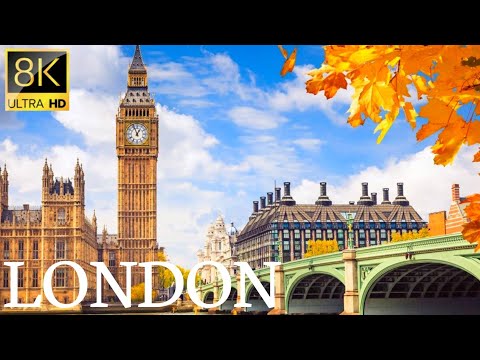LONDON 8k Scenic Relaxation, Relaxing Music For Sleep,Piano Music for Stress relief,No Copyright vid